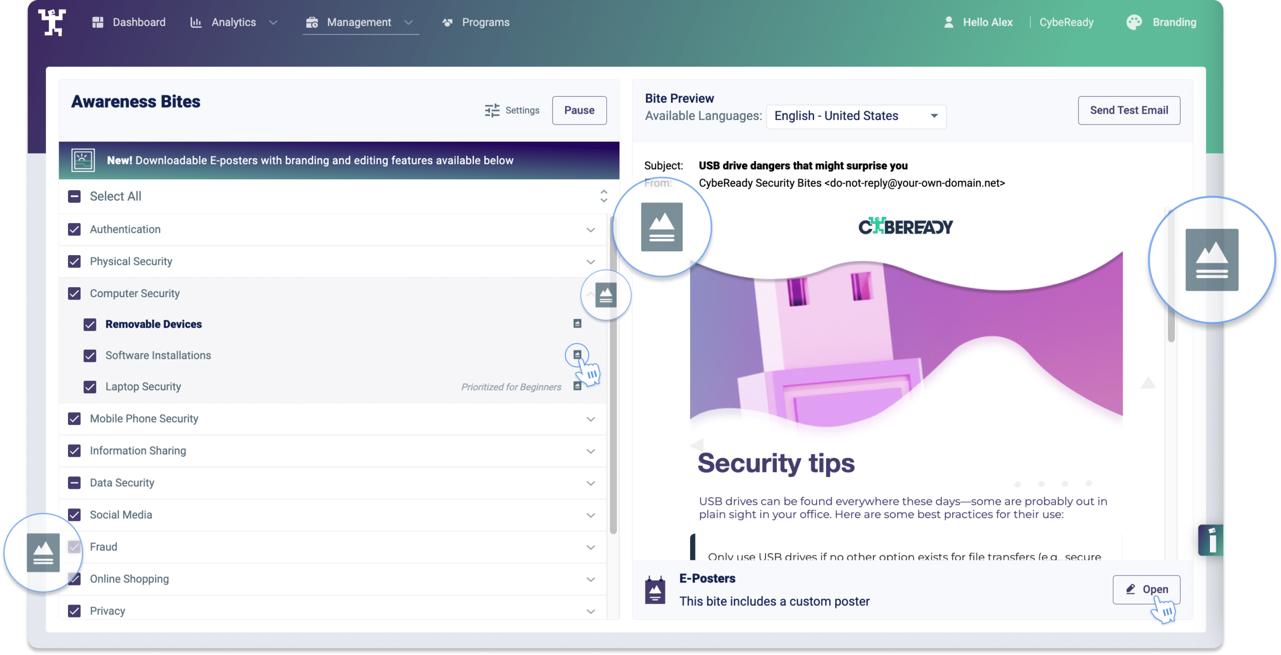 CybeReady Dashboard Security Tips