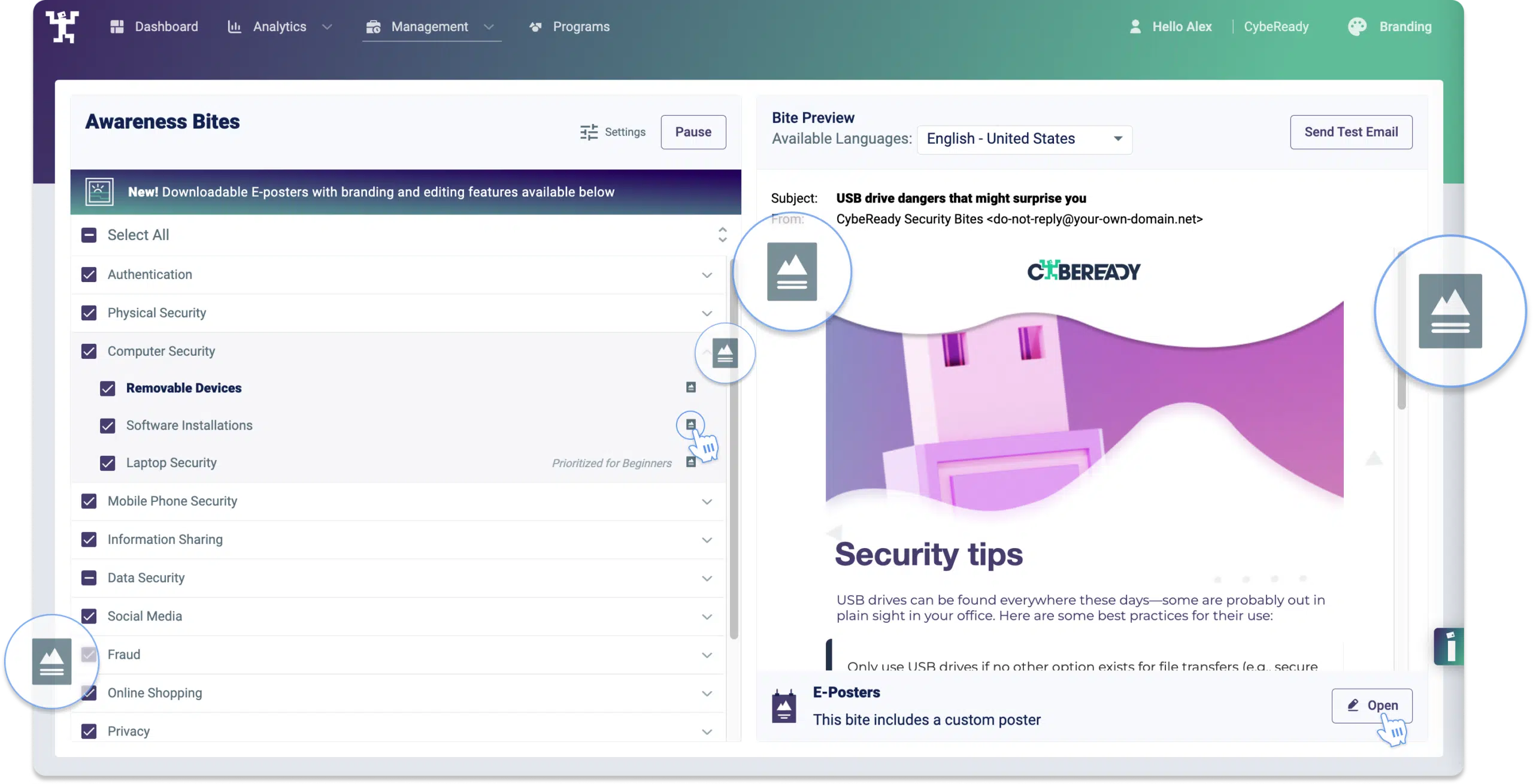 CybeReady Dashboard Security Tips
